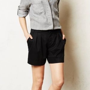 Anthropologie Cotton Pleated Pocketed Shorts
